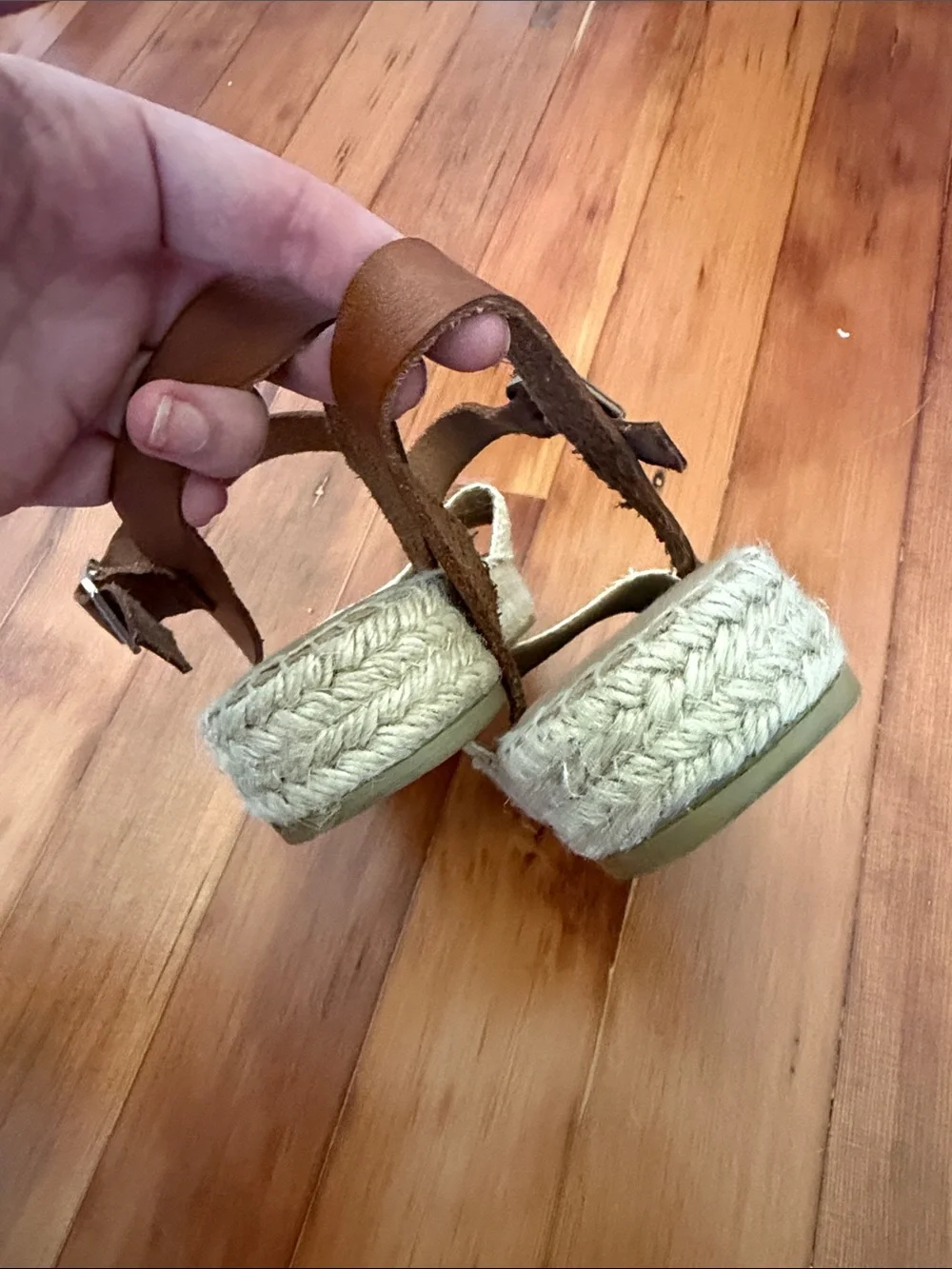 Paseart Taupe leather espadrilles with braided rope flatform Size 40
